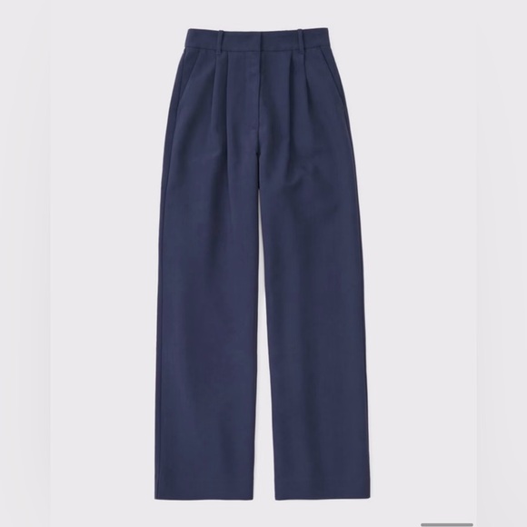 Abercrombie & Fitch Sloane Tailored Pants | Ultra High Rise Wide Leg | Navy 2S - Picture 13 of 13